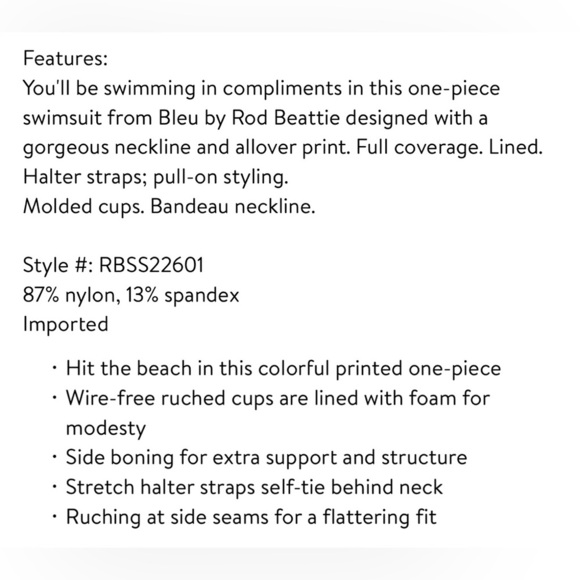 NWT‎ Bleu Rod Beattie Sun Sea and Sand Bandeau One-Piece Size 8 - Picture 7 of 7